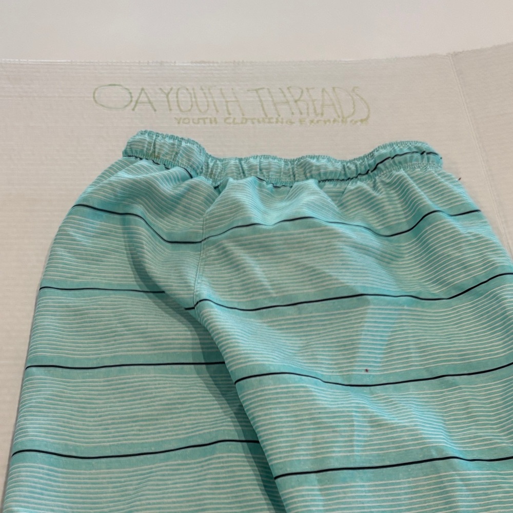 Hurley Aqua and Black Striped Kids Water Shorts